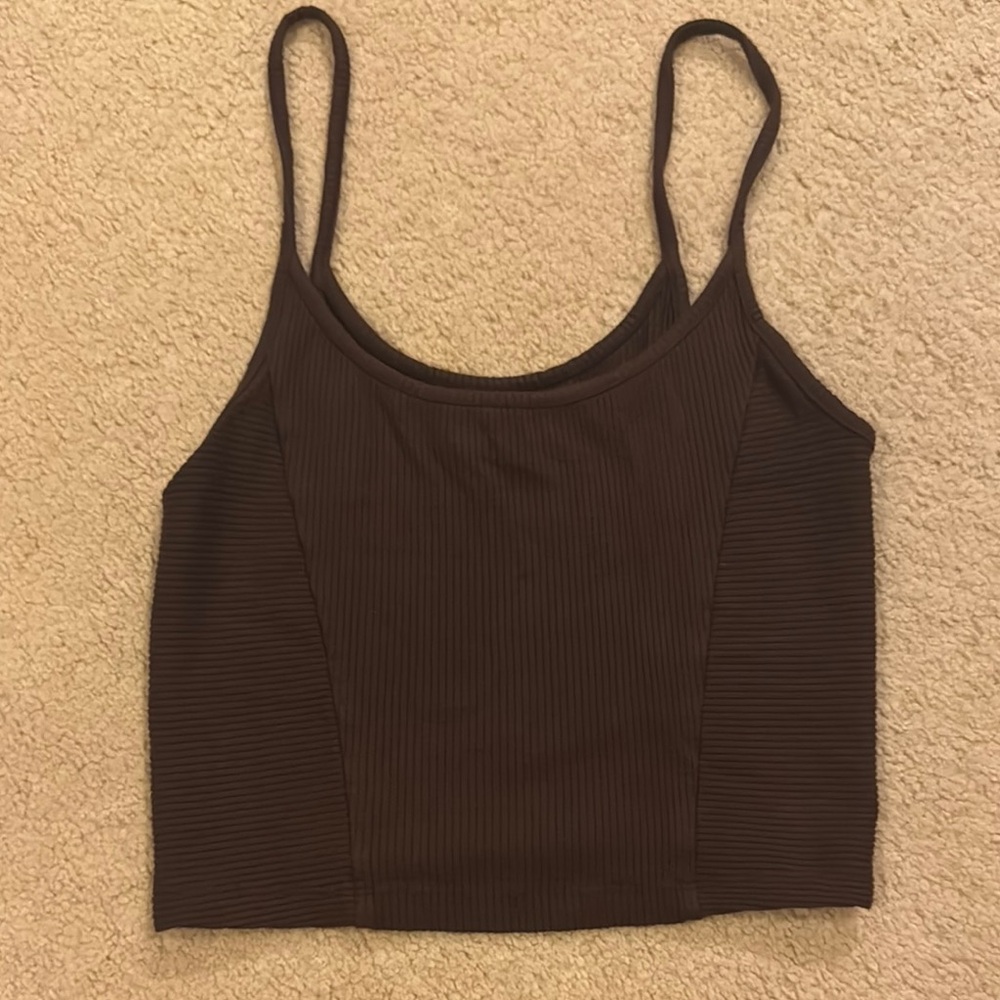 Women's Brown Ribbed Tank Top